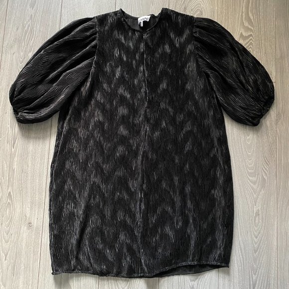 GANNI Pleated Satin Dress - Picture 3 of 8